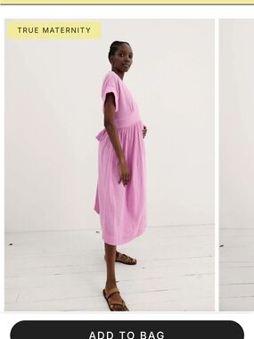 Hatch Pink Textured Maternity Midi Dress